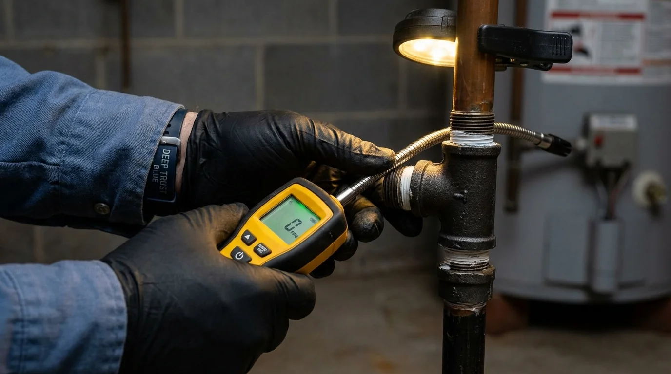 Gas leak detection with electronic sniffer by Johns Plumbing LLC in Pine